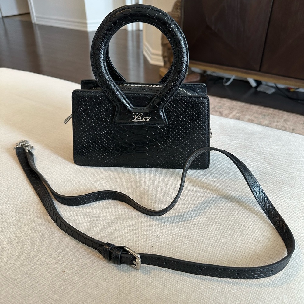 Black Python-Embossed Women's Bag - Picture 2 of 3